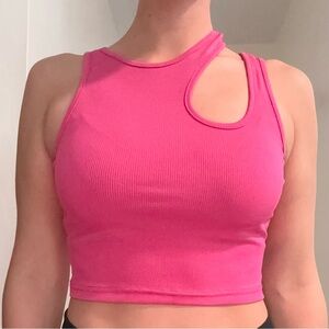 SHEIN Pink Asymmetrical Crop Top